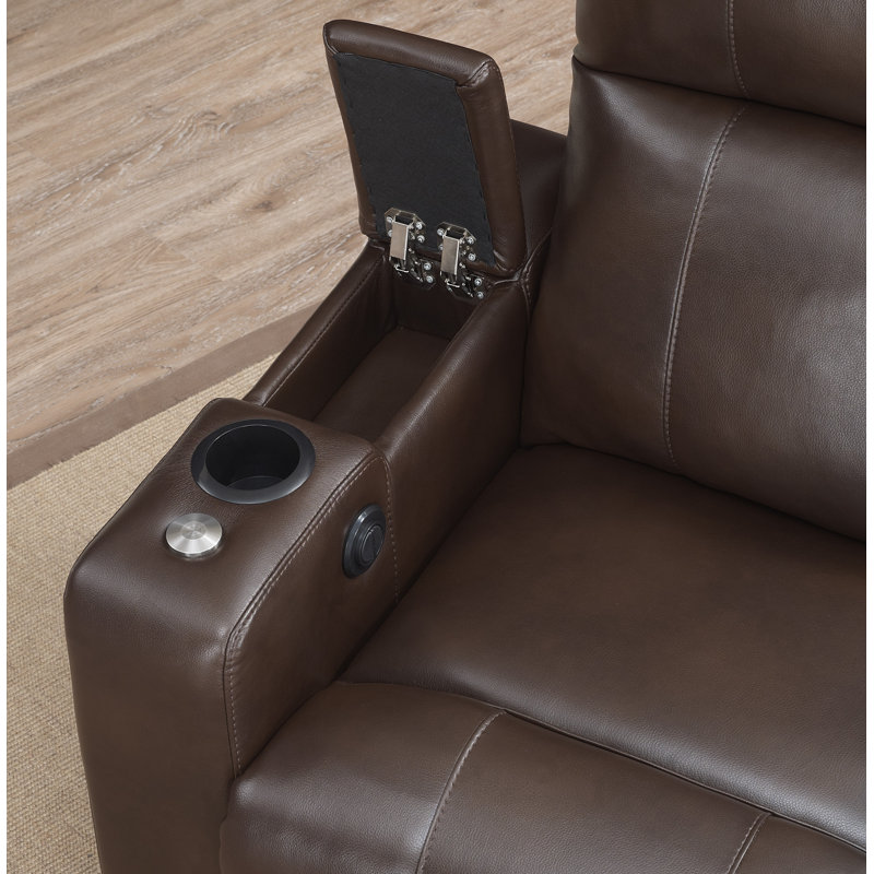 Staciee Faux Leather Power Recliner Chocolate Faux leather